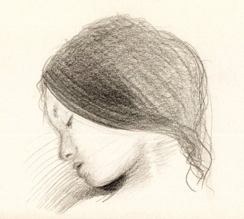 A drawing of a girl sleeping.