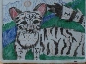 A drawing of a cat